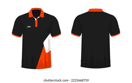 T-shirt Polo orange and black template for design on white background. Vector illustration eps 10.