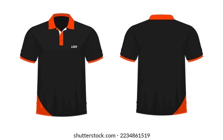 T-shirt Polo orange and black template for design on white background. Vector illustration eps 10.