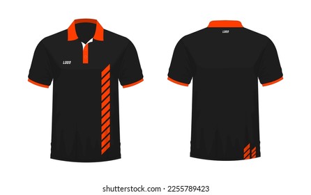 T-shirt Polo orange and black template for design on white background. Vector illustration eps 10.