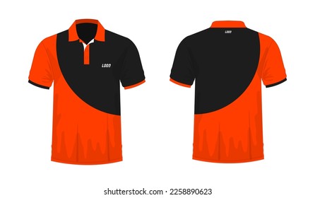 T-shirt Polo orange and black template for design on white background. Vector illustration eps 10.