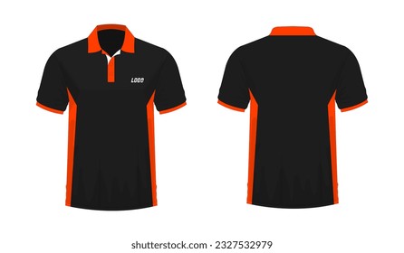 T-shirt Polo orange and black template for design on white background. Vector illustration eps 10.