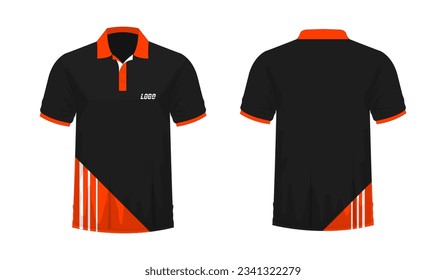 T-shirt Polo orange and black template for design on white background. Vector illustration eps 10.