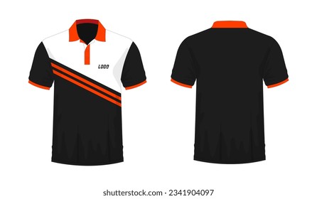 T-shirt Polo orange and black template for design on white background. Vector illustration eps 10.