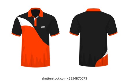 Camiseta Polo naranja y negro plantilla para el diseño sobre fondo blanco. Ilustración vectorial eps 10.