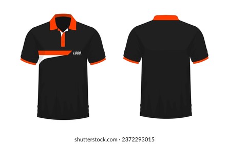 T-shirt Polo orange and black template for design on white background. Vector illustration eps 10.