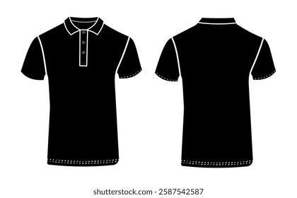 T-shirt , polo, t-shirt, outline, vector illustration, template. Back and front of t-shirt.