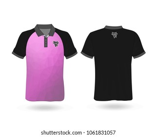 T-shirt Polo with polygonal stripe on front Template for design on white background. Vector illustration eps 10.