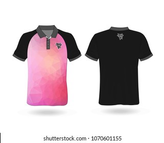 T-shirt Polo with polygonal stripe on front Template for design on white background. Vector illustration eps 10.