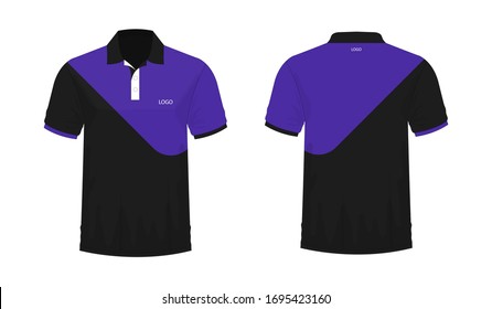 T-shirt Polo Purple and black template for design on white background. Vector illustration eps 10.