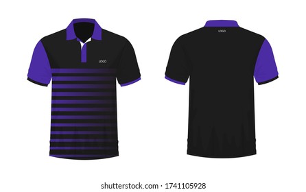 T-shirt Polo Purple and black template for design on white background. Vector illustration eps 10.