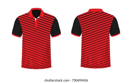 T-shirt polo red and black on white background. Vector illustration.