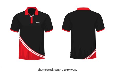 T-shirt Polo red and black template for design on white background. Vector illustration eps 10.