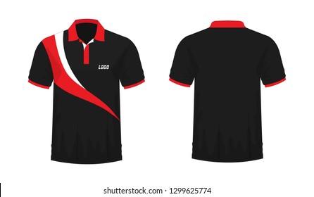 T-shirt Polo red and black template for design on white background. Vector illustration eps 10.
