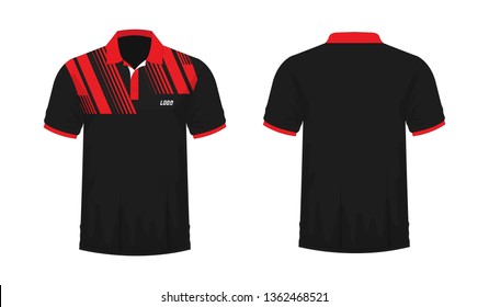 T-shirt Polo red and black template for design on white background. Vector illustration eps 10.