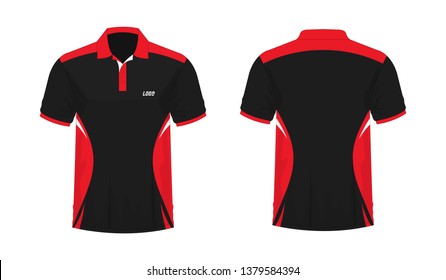 T-shirt Polo red and black template for design on white background. Vector illustration eps 10.