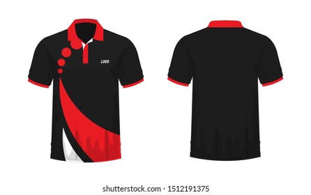 T-shirt Polo red and black template for design on white background. Vector illustration eps 10.
