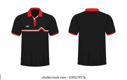T-shirt Polo red and black template for design on white background. Vector illustration eps 10.