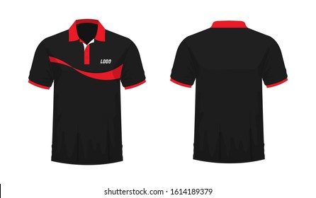 T-shirt Polo red and black template for design on white background. Vector illustration eps 10.