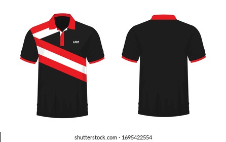 T-shirt Polo red and black template for design on white background. Vector illustration eps 10.