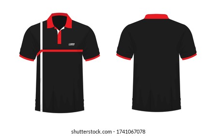 T-shirt Polo red and black template for design on white background. Vector illustration eps 10.