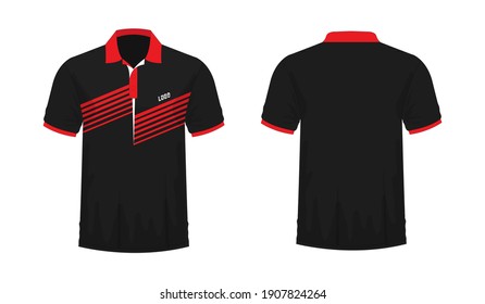 T-shirt Polo red and black template for design on white background. Vector illustration eps 10.
