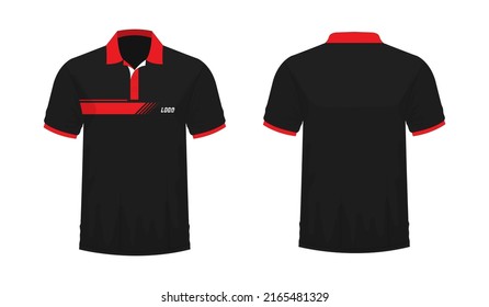 T-shirt Polo red and black template for design on white background. Vector illustration eps 10.