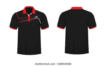 T-shirt Polo red and black template for design on white background. Vector illustration eps 10.