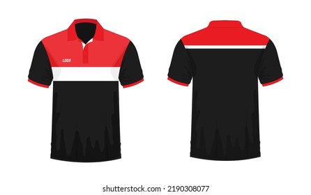T-shirt Polo red and black template for design on white background. Vector illustration eps 10.