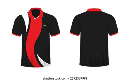 T-shirt Polo red and black template for design on white background. Vector illustration eps 10.