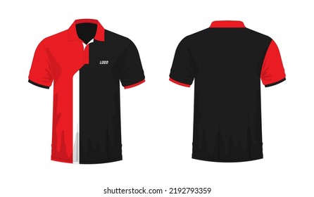 T-shirt Polo red and black template for design on white background. Vector illustration eps 10.