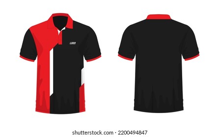 T-shirt Polo red and black template for design on white background. Vector illustration eps 10.