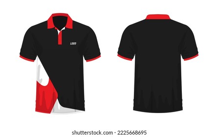 T-shirt Polo red and black template for design on white background. Vector illustration eps 10.