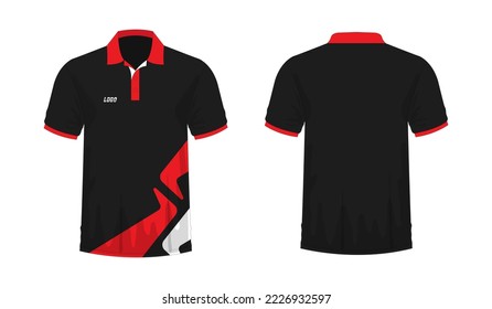 T-shirt Polo red and black template for design on white background. Vector illustration eps 10.