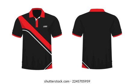 Camiseta Polo plantilla de color rojo y negro para el diseño sobre fondo blanco. Ilustración vectorial eps 10.