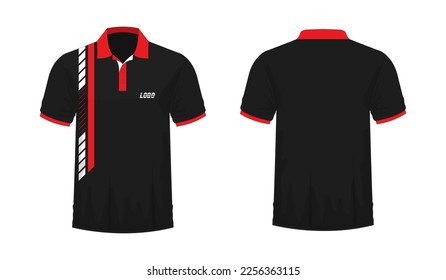 T-shirt Polo red and black template for design on white background. Vector illustration eps 10.