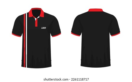 T-shirt Polo red and black template for design on white background. Vector illustration eps 10.