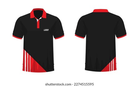 T-shirt Polo red and black template for design on white background. Vector illustration eps 10.