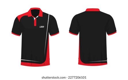 T-shirt Polo red and black template for design on white background. Vector illustration eps 10.