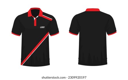T-shirt Polo red and black template for design on white background. Vector illustration eps 10.