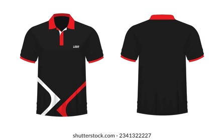 T-shirt Polo red and black template for design on white background. Vector illustration eps 10.