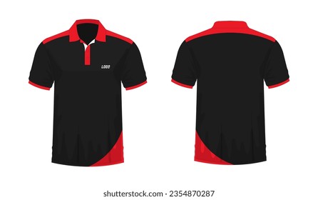 T-shirt Polo red and black template for design on white background. Vector illustration eps 10.