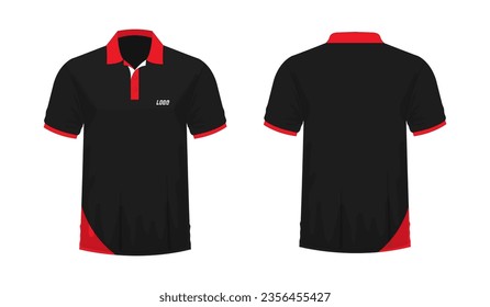 T-shirt Polo red and black template for design on white background. Vector illustration eps 10.