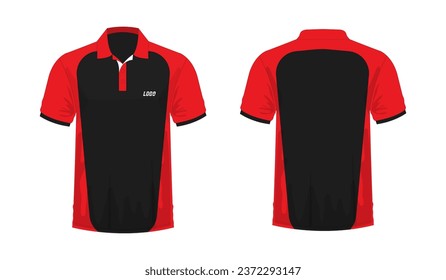 T-shirt Polo red and black template for design on white background. Vector illustration eps 10.