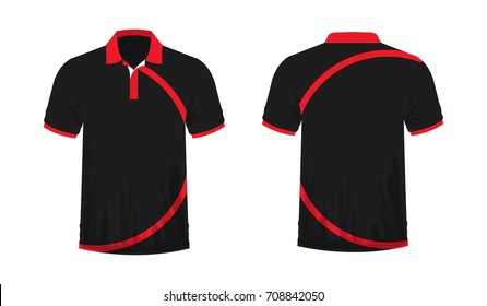 T-shirt Polo red and black template for design on white background. Vector illustration eps 10.