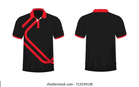 T-shirt Polo red and black template for design on white background. Vector illustration eps 10.