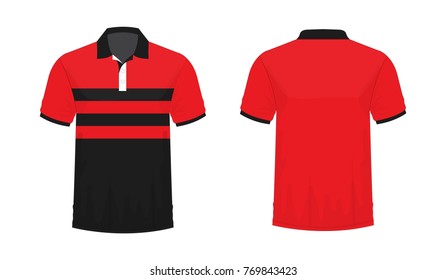 T-shirt Polo red and black template for design on white background. Vector illustration eps 10.