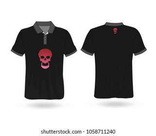 T-shirt Polo with skull polygonal logo on front and back Template for design on white background. Vector illustration eps 10.