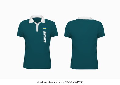 T-shirt Polo Sweden flag template for design on white background. Vector illustration eps 10.
