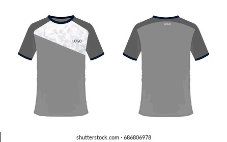 T-shirt polygon grey soccer or football template for team club on white background. Vector illustration eps 10.