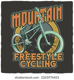 T-shirt or poster design with bmx bicycle